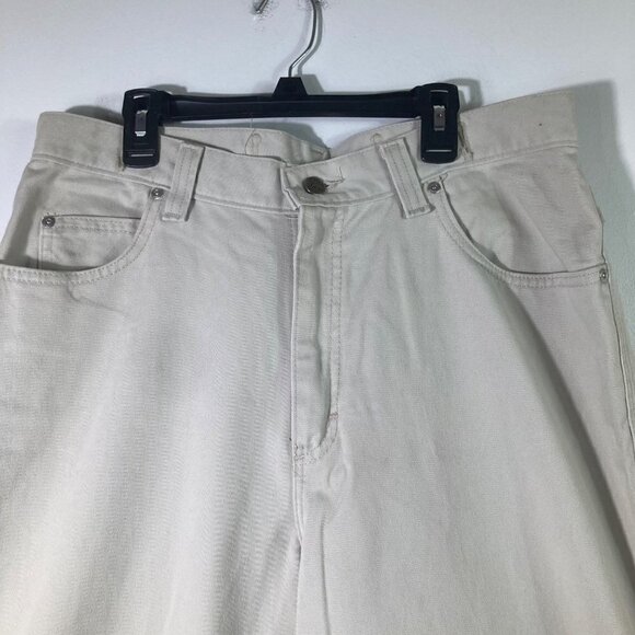 Womens Vintage Riveted Lee Beige Wide Leg Adjustable Back Skater Jean 14M - Picture 3 of 10